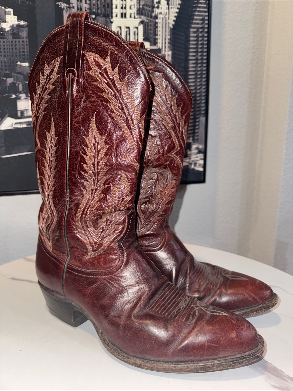Tony Lama Size 10.5 D Burgundy Brown Cowboy Boots